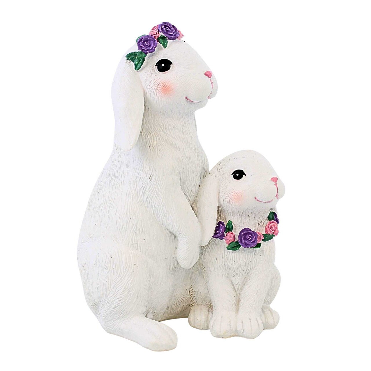 Roman 7.5 Inch Bunnies With Flowers Figurine Easter Figurine , Spring Decor Easter Spring Rabbits